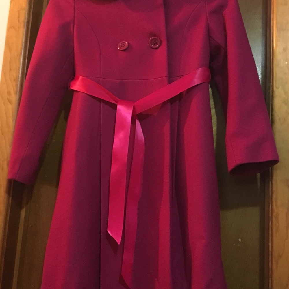 S. Rothschild Girls Wool Coat - Magenta-Size Large